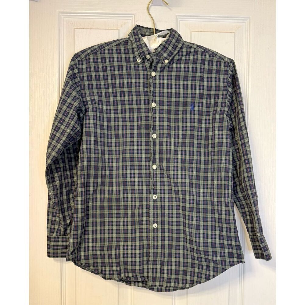 Ralph Lauren Boys Plaid Button Down Shirt Medium (10-12) Preppy Classic